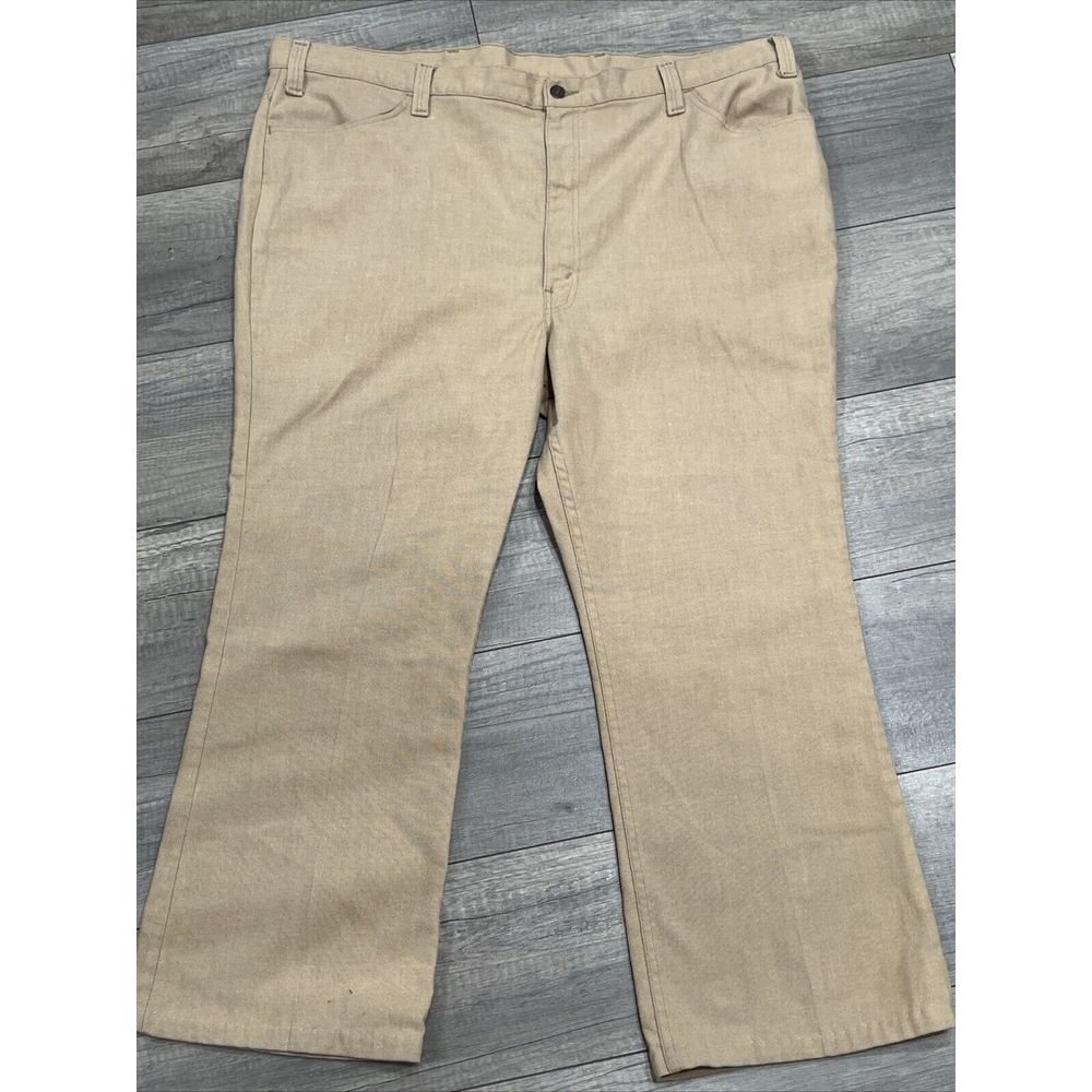 LEVI'S Sta-Prest "Big E" Pants Button #31 Tan Khaki Black Tab Vintage 46x28.5‎